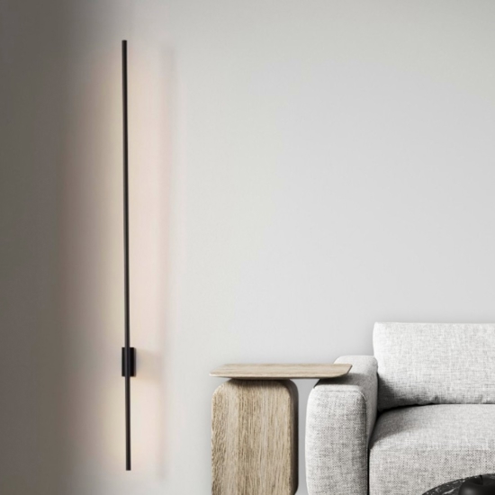 Applique design moderno verticale bacchetta nera led 20w 3000k