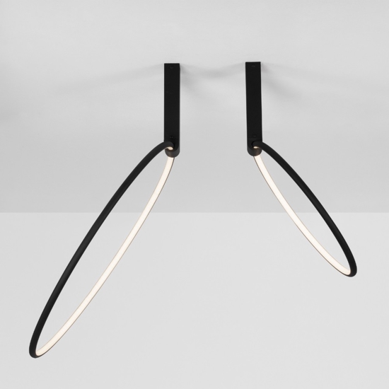 Plafoniera moderna cerchi neri orientabili led 70w 3000k dimmerabile