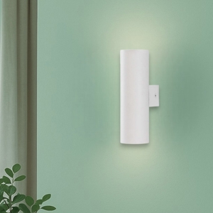 Applique da parete moderna cilindro bianco biemissione