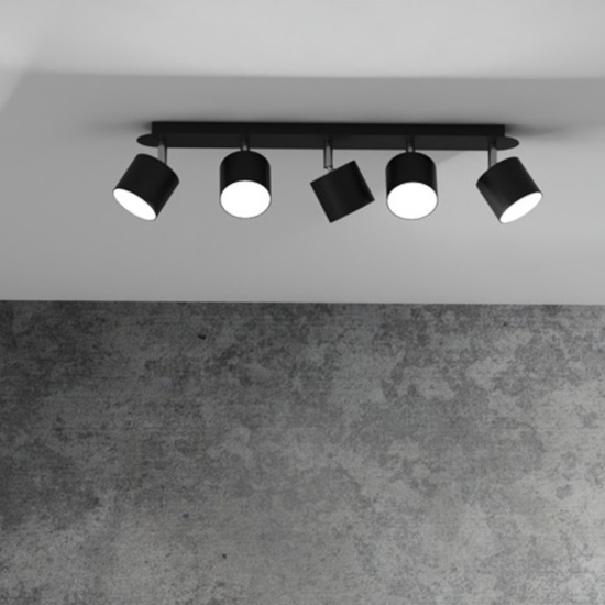 Plafoniera nera con faretti orientabili da soffitto moderna fp