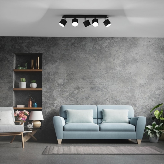 Plafoniera nera con faretti orientabili da soffitto moderna fp