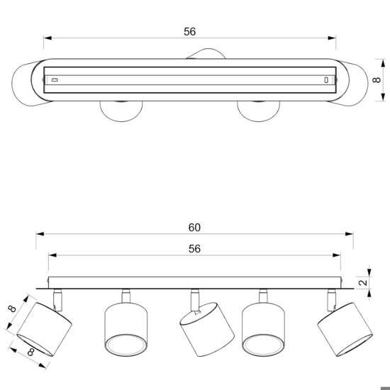 Plafoniera nera con faretti orientabili da soffitto moderna fp