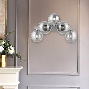 Lampada da parete dallas cromo sfere vetro fume design 5 luci
