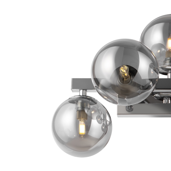 Lampada da parete dallas cromo sfere vetro fume design 5 luci