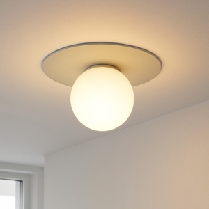 Plafoniera beige sfera di vetro bianca moderna