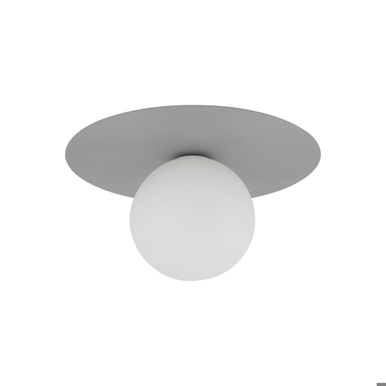 Piccola plafoniera colore grigio sfera vetro bianco