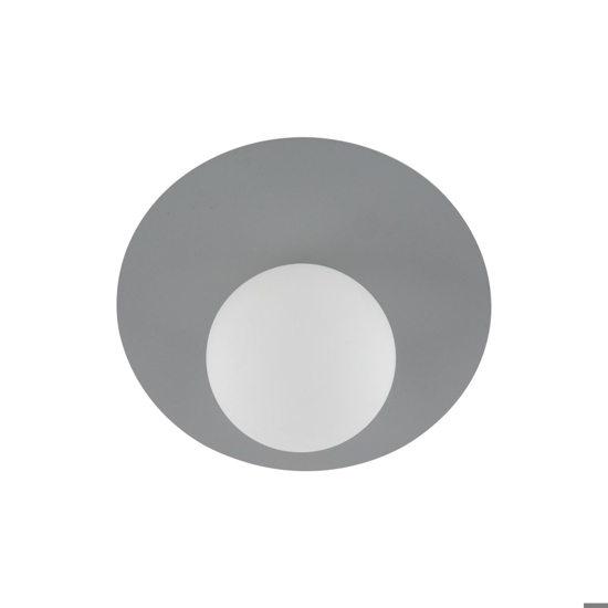 Piccola plafoniera colore grigio sfera vetro bianco