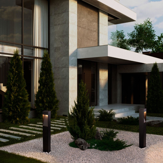 Lampione nero design da giardino 60 cm led 7w 3000k moderno