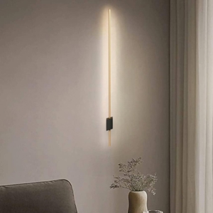 Applique led 6w 3000k bacchetta sottile nero oro design moderna