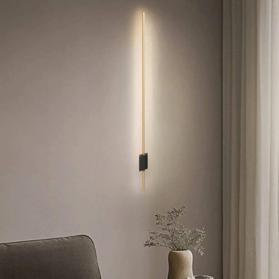 Maytoni pars applique led 6w 3000k bacchetta sottile nero oro design moderna