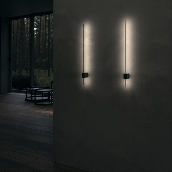 Maytoni pars applique led 6w 3000k bacchetta sottile nero oro design moderna