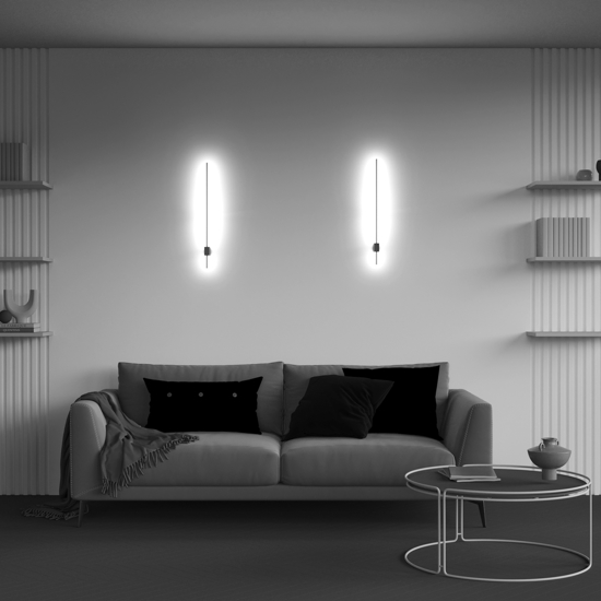 Maytoni pars applique led 6w 3000k bacchetta sottile nero oro design moderna