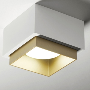 Visualizza i dettagli per Plafoniera moderna quadrata bianco oro syme sforzin Plafoniera moderna quadrata bianco oro syme sforzin