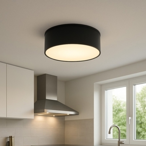Plafoniera per cucina nera 12cm 3000k 12w rotonda