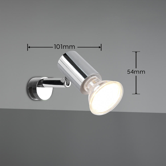 Applique cromo per bagno moderno con luce orientabile