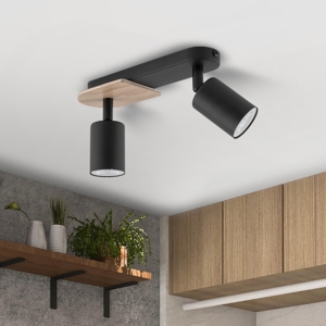 Plafoniera con faretti orientabili nero legno per cucina moderna