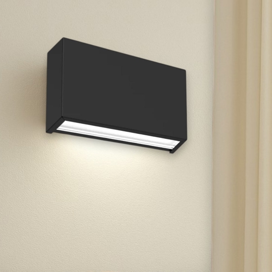 Applique box w1 nero led 6w 3000k mono emissione linea light