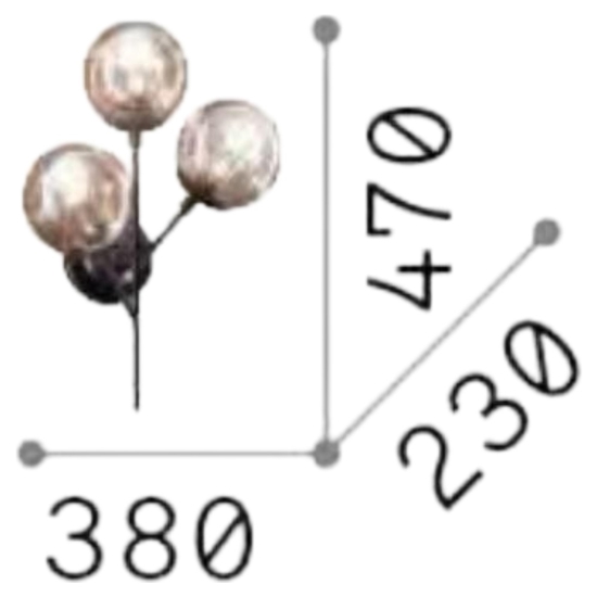 Kepler ideal lux lampade da parete metallo nero tre sfere vetro ambrato