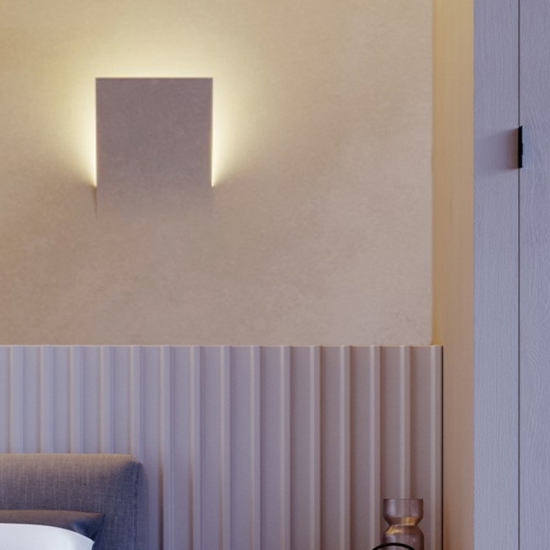 Applique lampada vela da incasso parete gesso bianco cristaly led 9w 2700k 24v