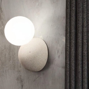 Visualizza i dettagli per Ondaluce rock applique cemento bianco sfera vetro bianco Ondaluce rock applique cemento bianco sfera vetro bianco