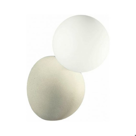 Ondaluce rock applique cemento bianco sfera vetro bianco