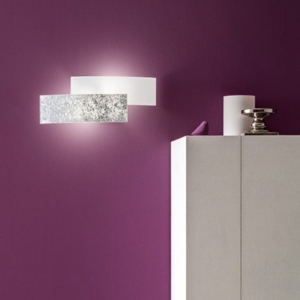 Lara applique da parete gea luce vetro bianco foglia argento