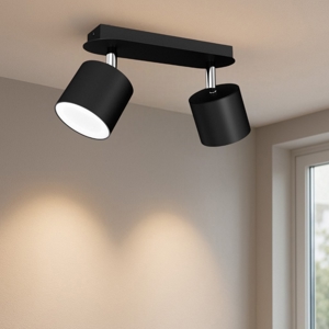 Plafoniera con 2 faretti led orientabili neri