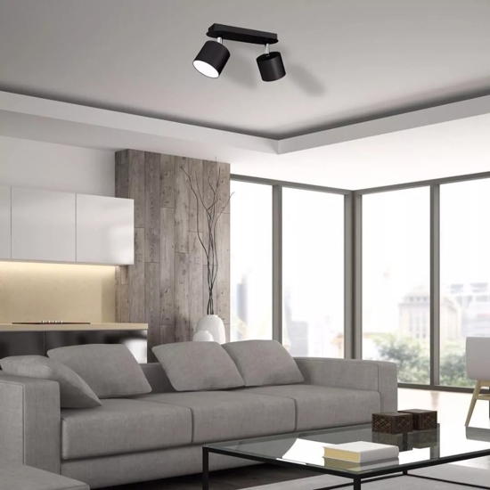 Plafoniera con 2 faretti led orientabili neri fp