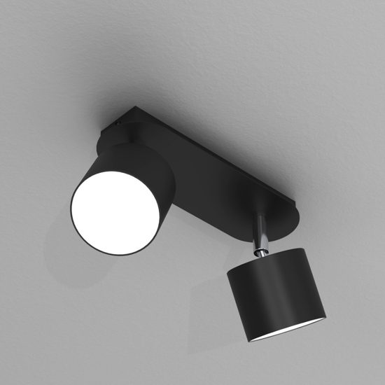 Plafoniera con 2 faretti led orientabili neri fp
