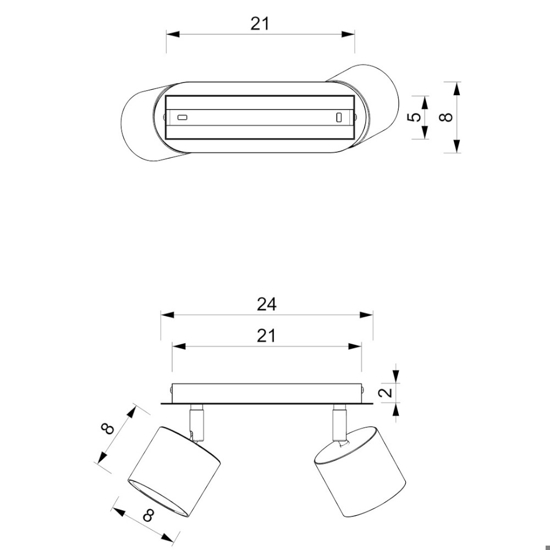 Plafoniera con 2 faretti led orientabili neri fp