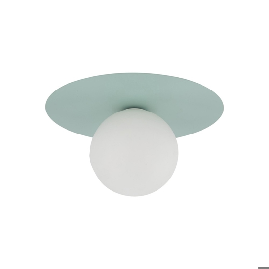 Plafoniera moderna verde menta sfera vetro bianco