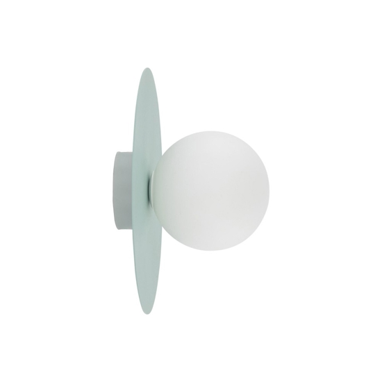 Plafoniera moderna verde menta sfera vetro bianco