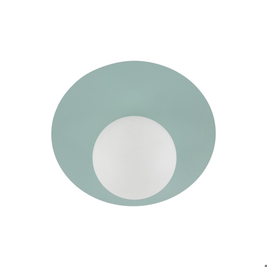 Plafoniera moderna verde menta sfera vetro bianco