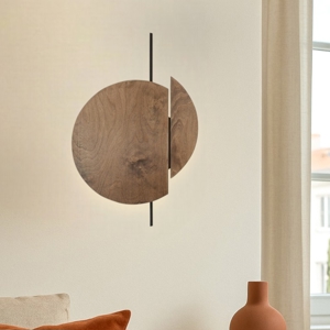 Applique tonda legno artistico design originale per soggiorno