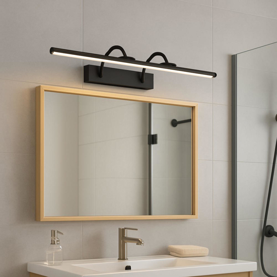 Applique nero 90cm per specchio da bagno led 18w 3000k