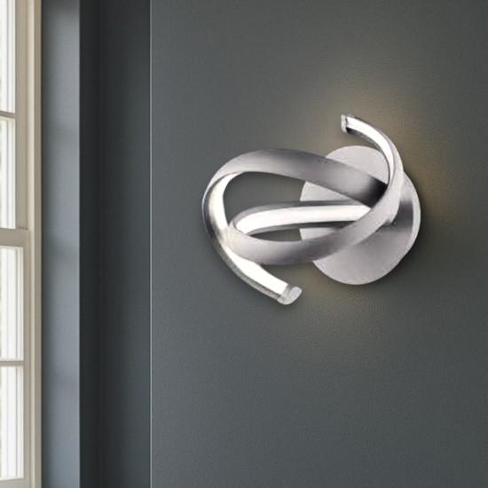 Ondaluce lumen applique led 4000k moderna design intrecciato grigio argento