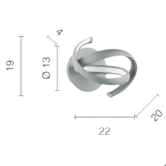 Ondaluce lumen applique led 4000k moderna design intrecciato grigio argento