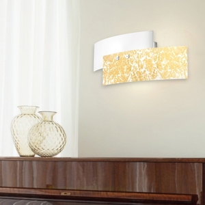 Applique lara gea luce vetri bianco lucido foglia oro