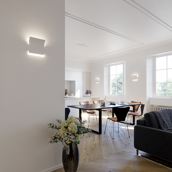 Applique bianco lampada vela da incasso a parete gesso cristaly 16.5w 4000k