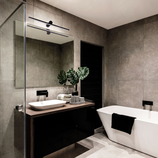 Applique bagno luce per specchio nero led 10w 3000k
