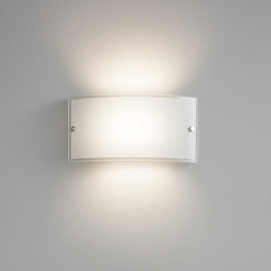Applique bianco vetro curvo per interno moderni