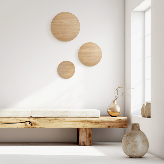 Applique di legno 40cm rotondo disco design moderna