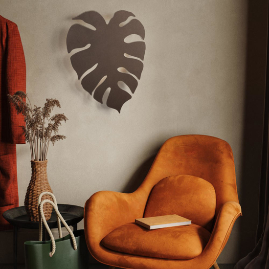 Applique foglia monstera marrone da parete