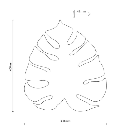 Applique foglia monstera marrone da parete