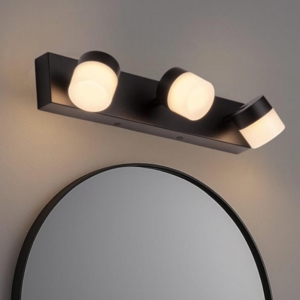 Applique da bagno per specchio 3 luci orientabili nero