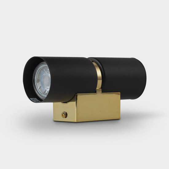 Applique lampada da parete cilindro nero oro 