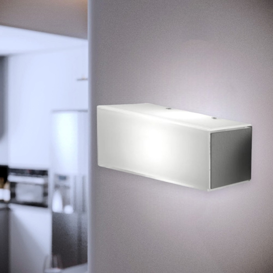 Applique moderna rettangolare vetro bianco lucido