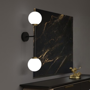 Applique da parete nero oro 2 lucic080wl-02gu per soggiorno
