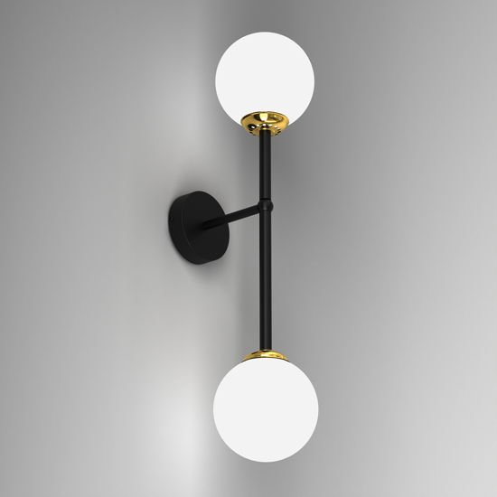 Applique da parete nero oro 2 lucic080wl-02gu per soggiorno