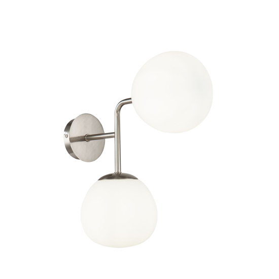 Maytoni erich applique da parete grigio 2 luci sfere vetro bianco